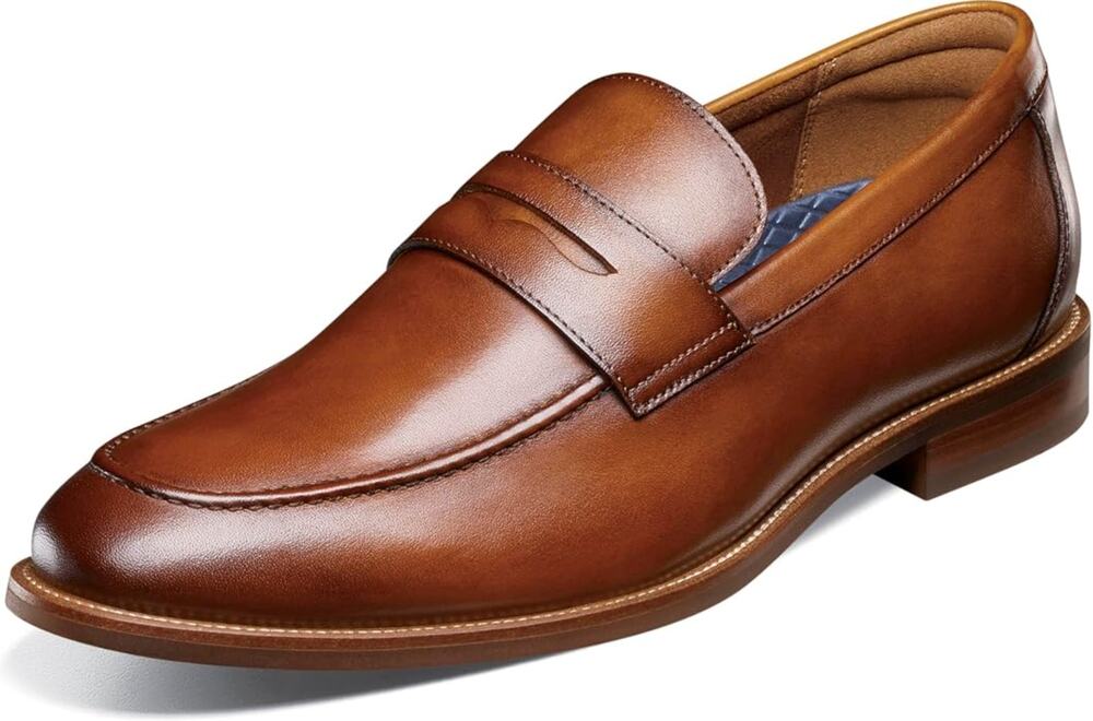 Florsheim Mens Rubano Moc Toe Penny Loafer US 11 Wide Cognac Brown Leather NWOB